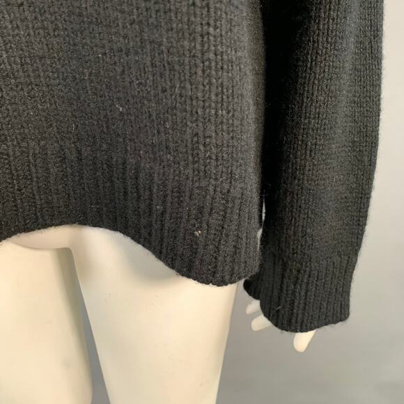 THE ROW Size L Black Cashmere Knit Raglan Sleeves Crew Neck Sweater - Picture 7 of 10